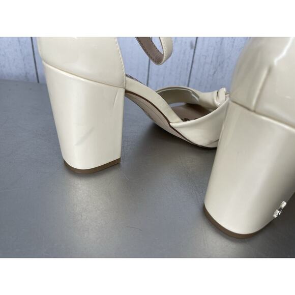 Sam Edelman Odina Cream Patent Open Toe Block Heels Sandal Size 7 - Picture 4 of 7